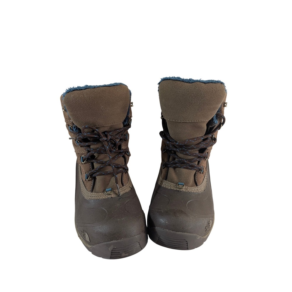 The North Face Chilkat II Waterproof Winter Boots Brown Blue Women 9.5 CM69
